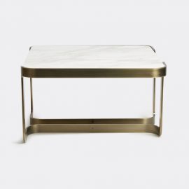 Marta Sala Éditions Tables And Consoles - 'T3 Mathus' coffee table in bronze, white Marble