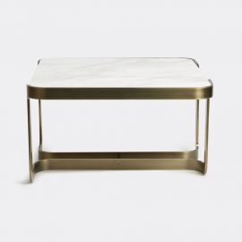 Marta Sala Éditions Tableware - 'T3 Mathus' coffee table in bronze, white Marble