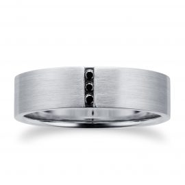 Men's Platinum 0.04ct Black Treated Diamond Wedding Ring