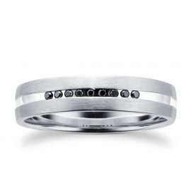 Men's Platinum 0.06ct Black Treated Diamond Wedding Ring