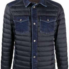 Moorer denim-detail padded jacket - Blue