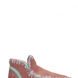 Mou Eskimo Sneaker Low Heels Ankle Boots In Rose-pink Suede