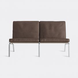 NORR11 Seating - 'The Man' two seat couch, dark brown in Dark Brown Stainless Steel - Upholstered,