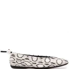 Nicholas Kirkwood DELFI snake-print ballerina shoes - White