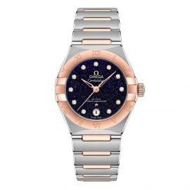 OMEGA Constellation Manhattan 18ct Rose Gold And Steel Diamond Automatic Ladies Watch