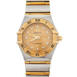 Omega 18K Yellow Gold & Stainless Steel Diamonds Constellation 95 1262.15.00 Women's Wristwatch 22.5 mm, Gold