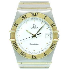 Omega Constellation K18 Yellow Gold Stainless Steel Full Bar 396.1070 396.1080 Quartz Watch White Dial, White