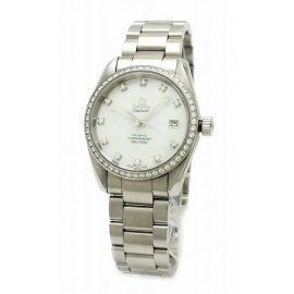 Omega Seamaster Aqua Terra 36mm diamond bezel D 11P shell dial automatic watch 2509.75 2509 75, Silver