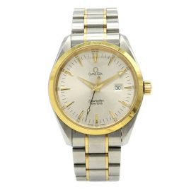 Omega Seamaster Aqua Terra K18 Gold Stainless Steel Combination Men's Quartz Silver Dial Watch 2317.30, Gold