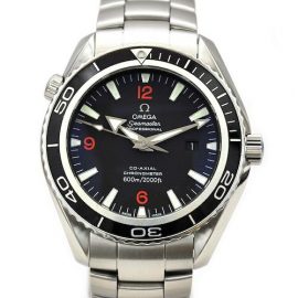 Omega Seamaster Silver Black Dial Calendar 2200-51 Watch Stainless Steel Self-winding, Black