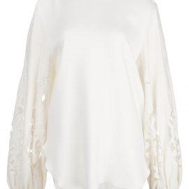 Oscar de la Renta cut out-detail tie-neck blouse - White