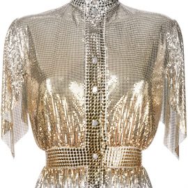 Paco Rabanne draped sleeves chain-link blouse - SILVER