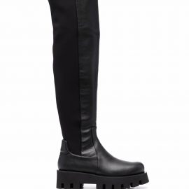 Paloma Barceló knee-high suede-panel leather boots - Black