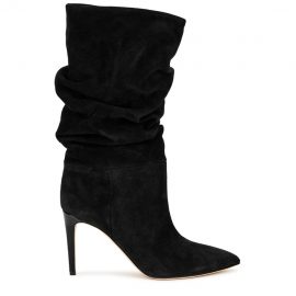 Paris Texas 85 Black Ruched Suede Knee-high Boots