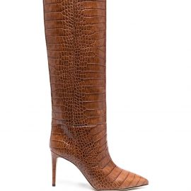 Paris Texas crocodile embossed knee-high boots - Brown