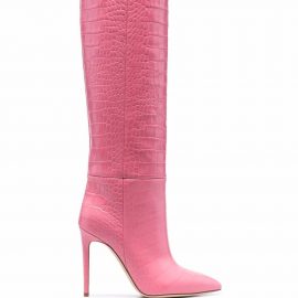 Paris Texas crocodile-embossed knee-high boots - Pink