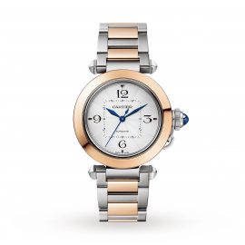 Pasha de Cartier 35 mm, automatic movement, 18K rose gold and steel, interchangeable metal and leather straps