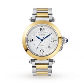 Pasha de Cartier 41 mm, automatic movement, 18K yellow gold and steel, interchangeable metal and leather straps