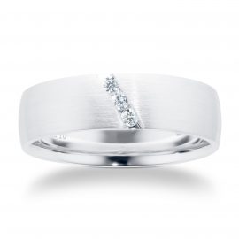 Platinum 0.09ct Diamond Set Diagonal Matt Mens Wedding Ring - Ring Size Q