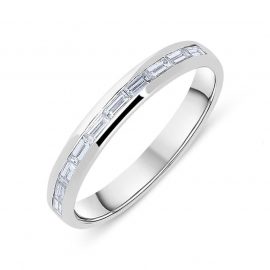 Platinum 0.37ct Diamond Baguette Cut 3mm Wedding Half Eternity Ring