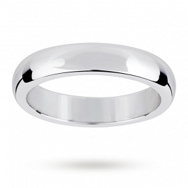 Platinum 4mm Flat Sided D Shape Wedding Ring - Ring Size P