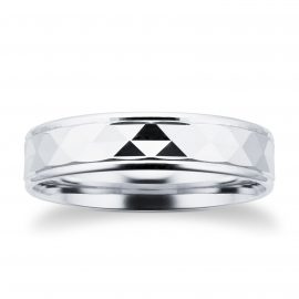Platinum Full Diamond Cut Mens Wedding Ring - Ring Size T