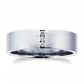 Platinum Mens 0.04ct Diamond Wedding Ring
