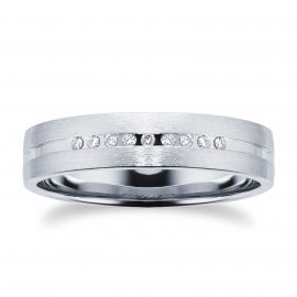 Platinum Mens 0.06ct Diamond Wedding Ring