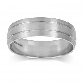 Platinum Mens 2 Groove Fancy Wedding Ring - Ring Size P