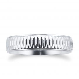 Platinum Mens 5mm Fancy Satin Finish Wedding Ring