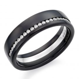 Platinum and Zirconium Men's Diamond Wedding Ring