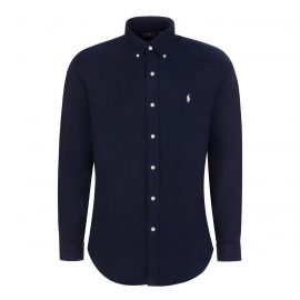 Polo Ralph Lauren Navy Blue Slim-Fit Flannel Button-Down Shirt - Size L