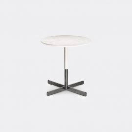 Poltrona Frau Tableware - 'Bob' table, small in White Top: Calacatta Gold Brilliant