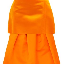 Prada - Pleated-train Silk-satin Mini Skirt - Womens - Orange