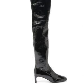 Prada - Square-toe Patent-leather Over-the-knee Boots - Womens - Black