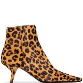 Prada leopard print 65mm ankle boots - Brown