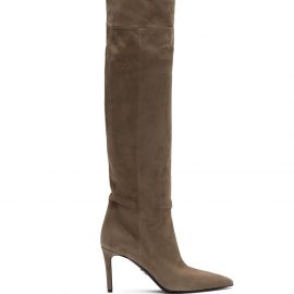 Prada pointed toe thigh-length boots - Brown