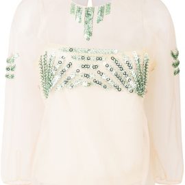 Prada sequin embellished sheer blouse - PINK