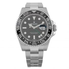 Pre-Owned Rolex GMT Master Mens Oyster Perpetual Date Black Dial Bracelet Watch 116710LN(14986)