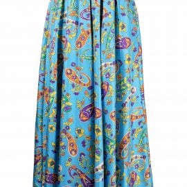 Ralph Lauren Collection floral-print silk midi skirt - Blue