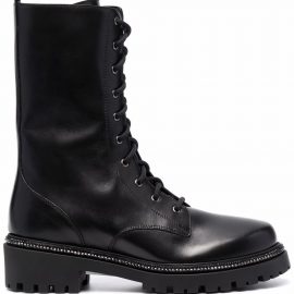 René Caovilla rhinestone-embellished combat boots - Black