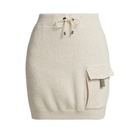Ribbed Knit Drawstring Mini Skirt