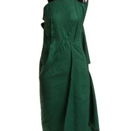 Roland Mouret - Cedrela Silk Blend-jacquard Asymmetric Midi Dress - Womens - Green
