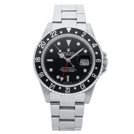 Rolex Black Stainless Steel GMT-Master II 16710 Men's Wristwatch 40 MM