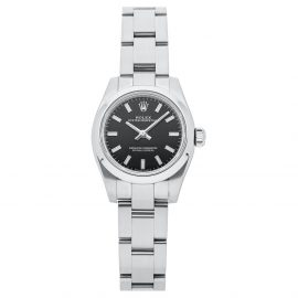 Rolex Black Stainless Steel Oyster Perpetual 176200 Women's Wristwatch 26 MM