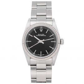 Rolex Black Stainless Steel Oyster Perpetual 77014 Women's Wristwatch 31 MM
