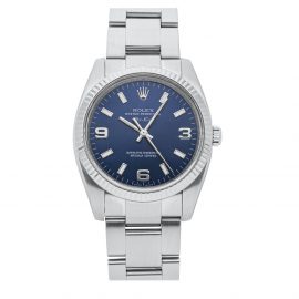 Rolex Blue Stainless Steel Air-King 114234 Men's Wristwatch 34 MM