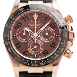 Rolex Daytona 116515LN, Arabic Numerals, 2016, Very Good, Case material Rose Gold, Bracelet material: Leather