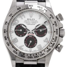 Rolex Daytona 116519, Arabic Numerals, 2015, Very Good, Case material White Gold, Bracelet material: Leather