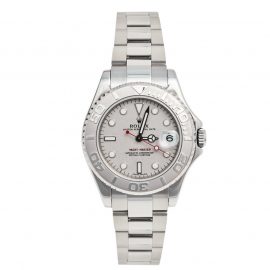 Rolex Platinum Stainless Steel Yacht-Master 168622 Men's Wristwatch 35 mm, Silver